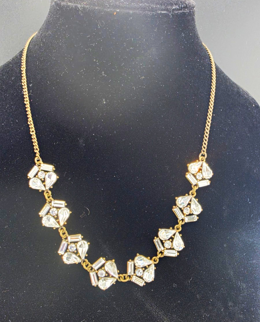 Plunder Designs Art Deco Crystal Cluster Statement Necklace